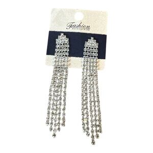Fashion Accessories Rhinestone Fringe Dangle Earrings – NWT